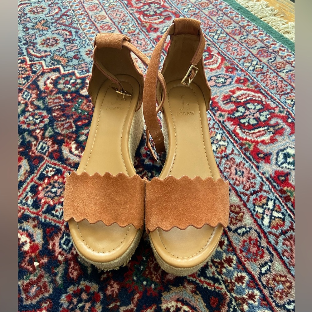 J. Crew Platform Suede Espadrilles